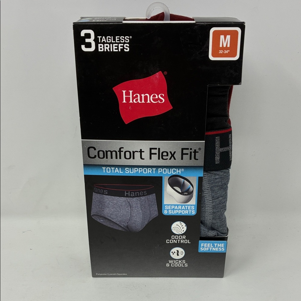 Hanes Comfort Flex Fit Men S, M, L, 2XL Briefs with Total Support Pouch 3-Pack - Picture 5 of 8